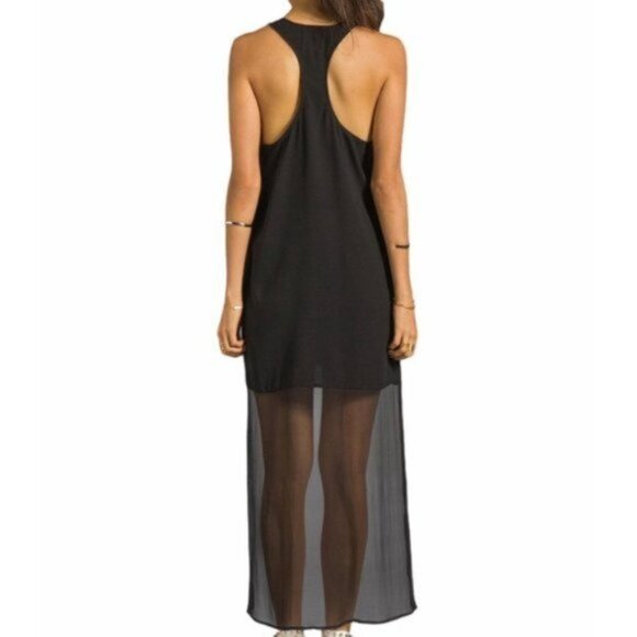 REVOLVE Sheer Tail Dress Line & Dot Black L silk - Picture 3 of 9